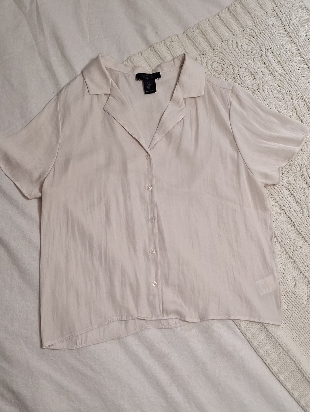 RACHEL Rachel Roy Satin Ivory Button-Down